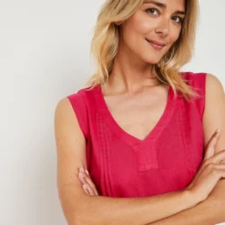 Robe Cintrée Sans Manches En 100% Lin - Rose -Promos Sublisca Magasin 001025331 001 V4 T4