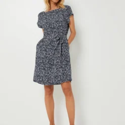 S.Oliver Robe Droite Imprimé Stylisé - Bleu Marine -Promos Sublisca Magasin 001025332 001 V3 T4