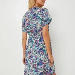 Robe Portefeuille Extra Fluide Imprimée Fleurs - Bleu -Promos Sublisca Magasin 001025334 001 V2 T4