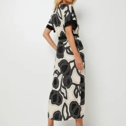 Robe Longue Imprimée Ceinture À Nouer - Ecru -Promos Sublisca Magasin 001025338 001 V2 T4