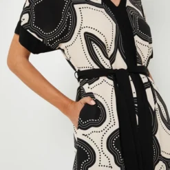 Robe Longue Imprimée Ceinture À Nouer - Ecru -Promos Sublisca Magasin 001025338 001 V4 T4