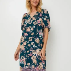 Promos Sublisca Magasin 13 Robe Légère En Tissu Crêpe Imprimé Fleurs - Bleu