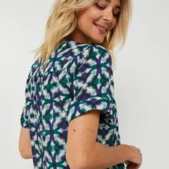 Robe Droite Légère Imprimée Rosaces - Bleu -Promos Sublisca Magasin 001025344 001 V4 T4