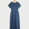 Molly Bracken Robe Longue Fluide Unie - Bleu