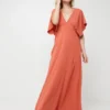 Molly Bracken Robe Longue Fluide Unie - Corail