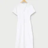 Robe Cache-cœur En Double Gaze 100% Coton - Blanc