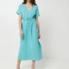 Robe Cache-cœur En Double Gaze 100% Coton - Vert