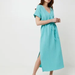 Robe Cache-cœur En Double Gaze 100% Coton - Vert -Promos Sublisca Magasin 001025385 002 V3 T4