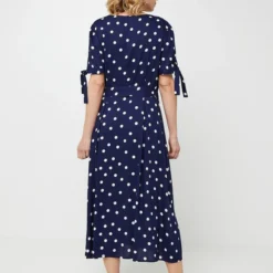 Robe Longue Fluide Évasée À Imprimé À Pois - Bleu -Promos Sublisca Magasin 001025479 001 V2 T4