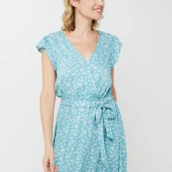 Robe Longue Cache-cœur Imprimée Petites Fleurs - Vert 7 Robe Longue Cache-cœur Imprimée Petites Fleurs - Vert -Promos Sublisca Magasin 001025480 001 V4 T4