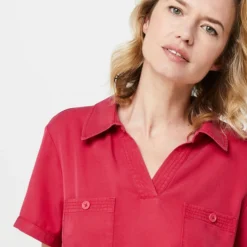 Robe Droite Unie Manches Courtes, Poches Poitrine - Rose Fuchsia 7 Robe Droite Unie Manches Courtes, Poches Poitrine - Rose Fuchsia -Promos Sublisca Magasin 001025481 001 V4 T4