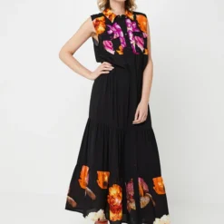 Desigual Robe Chemise Détails Imprimés Fleurs - Noir