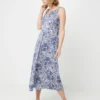 Robe En Jersey Imprimé Fleurs Cachemire - Bleu