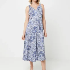 Robe En Jersey Imprimé Fleurs Cachemire - Bleu -Promos Sublisca Magasin 001025487 001 V3 T4