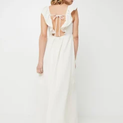 Vero Moda Robe Longue Double Gaze Unie - Ecru -Promos Sublisca Magasin 001025492 001 V2 T4