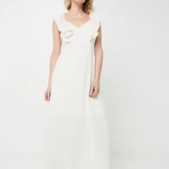 Vero Moda Robe Longue Double Gaze Unie - Ecru -Promos Sublisca Magasin 001025492 001 V3 T4