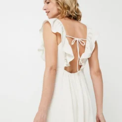 Vero Moda Robe Longue Double Gaze Unie - Ecru -Promos Sublisca Magasin 001025492 001 V4 T4