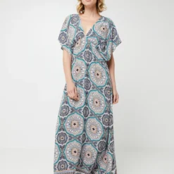 Molly Bracken Robe Fluide Et Légère Imprimée Cachemire - Bleu -Promos Sublisca Magasin 001025493 001 V3 T4