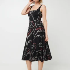 Desigual Robe Parapluie En Jersey Imprimé Graffiti - Noir -Promos Sublisca Magasin 001025499 001 V3 T4