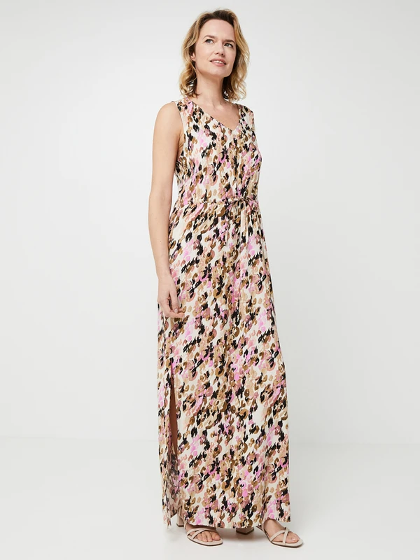 Vero Moda Robe Droite Longue À Imprimé Néo Léopard, Décolleté Dos Croisé - Ecru 1 Vero Moda Robe Droite Longue À Imprimé Néo Léopard, Décolleté Dos Croisé - Ecru