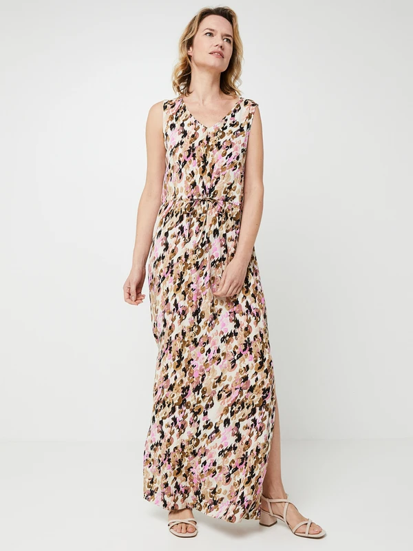 Vero Moda Robe Droite Longue À Imprimé Néo Léopard, Décolleté Dos Croisé - Ecru 3 Vero Moda Robe Droite Longue À Imprimé Néo Léopard, Décolleté Dos Croisé - Ecru – Image 3