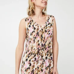 Vero Moda Robe Droite Longue À Imprimé Néo Léopard, Décolleté Dos Croisé - Ecru 7 Vero Moda Robe Droite Longue À Imprimé Néo Léopard, Décolleté Dos Croisé - Ecru -Promos Sublisca Magasin 001025502 001 V4 T4