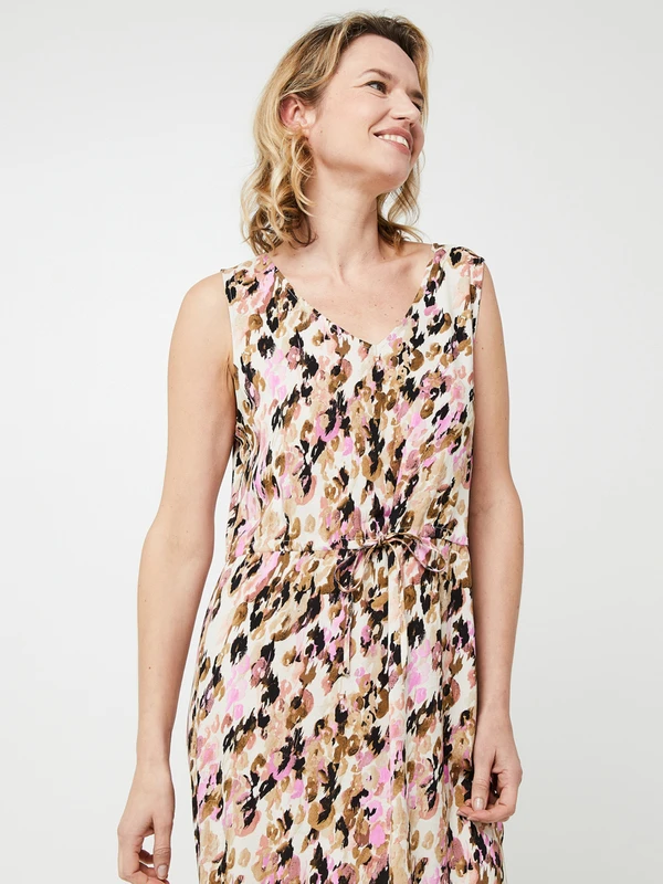 Vero Moda Robe Droite Longue À Imprimé Néo Léopard, Décolleté Dos Croisé - Ecru 4 Vero Moda Robe Droite Longue À Imprimé Néo Léopard, Décolleté Dos Croisé - Ecru – Image 4