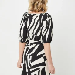 Vila Robe Cache-cœur Imprimé Graphique - Ecru -Promos Sublisca Magasin 001025503 001 V2 T4