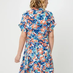 Molly Bracken Robe Cache-cœur Imprimée Taches Multicolores - Bleu -Promos Sublisca Magasin 001025504 001 V2 T4