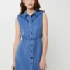 ONLY Robe Chemise 100% Lyocell Uni - Bleu