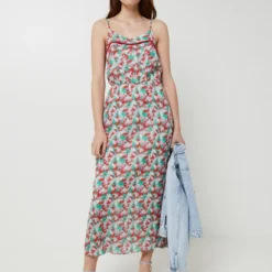 Robe Longues À Bretelles Imprimée Fleurs - Rose