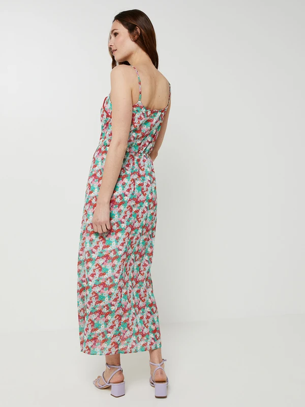 Robe Longues À Bretelles Imprimée Fleurs - Rose 2 Robe Longues À Bretelles Imprimée Fleurs - Rose – Image 2