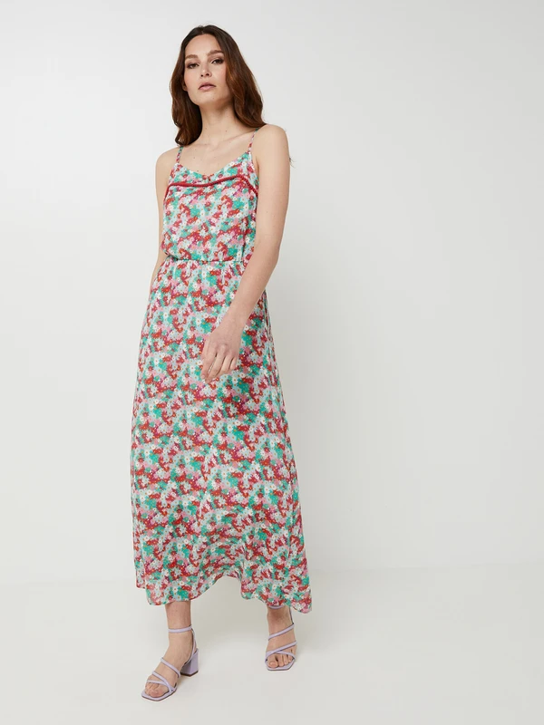 Robe Longues À Bretelles Imprimée Fleurs - Rose 3 Robe Longues À Bretelles Imprimée Fleurs - Rose – Image 3