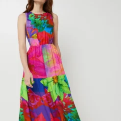 Desigual Robe Longue Imprimée Fleurs Stylisées - Noir -Promos Sublisca Magasin 001025550 001 V3 T4