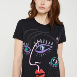 Desigual Robe Tee-shirt Motif Graffiti Placé - Noir -Promos Sublisca Magasin 001025551 001 V4 T4