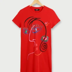 Desigual Robe Tee-shirt Motif Graffiti Placé - Rouge