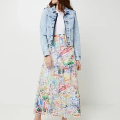 Desigual Robe Bimatière Jupe En Résille Imprimée Graffiti - Blanc -Promos Sublisca Magasin 001025553 001 V3 T4