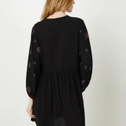 Desigual Robe Courte Imprimé Ethnique, Col V - Noir -Promos Sublisca Magasin 001025622 001 V2 T4