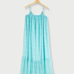 Vila Robe Maxi Longue Fluide À Bretelles, Imprimé Chevrons Effet Aquarelle - Bleu -Promos Sublisca Magasin 001025625 001 V4 T4