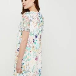 Robe Droite Courte À Imprimé Fleuri, Col V - Multicolore 5 Robe Droite Courte À Imprimé Fleuri, Col V - Multicolore -Promos Sublisca Magasin 001025681 001 V2 T4