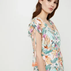 Robe Longue Décolleté Dos À Imprimé Fleuri - Vert -Promos Sublisca Magasin 001025690 001 V4 T4