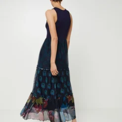 Desigual Robe Longue Effet 2 Pièces En Bi Matières - Bleu -Promos Sublisca Magasin 001026452 001 V2 T4