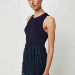 Desigual Robe Longue Effet 2 Pièces En Bi Matières - Bleu -Promos Sublisca Magasin 001026452 001 V4 T4