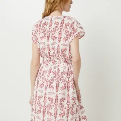 Robe Fluide Droite À Imprimé Feuillage Avec Ceinture À Nouer - Blanc -Promos Sublisca Magasin 001027218 001 V2 T4