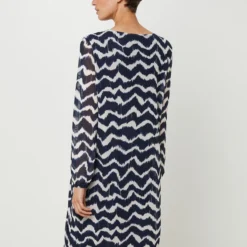 STREET ONE Robe Housse Manches Longues En Voile Imprimé En Polyester Recyclé - Bleu Marine 5 STREET ONE Robe Housse Manches Longues En Voile Imprimé En Polyester Recyclé - Bleu Marine -Promos Sublisca Magasin 001027246 001 V2 T4