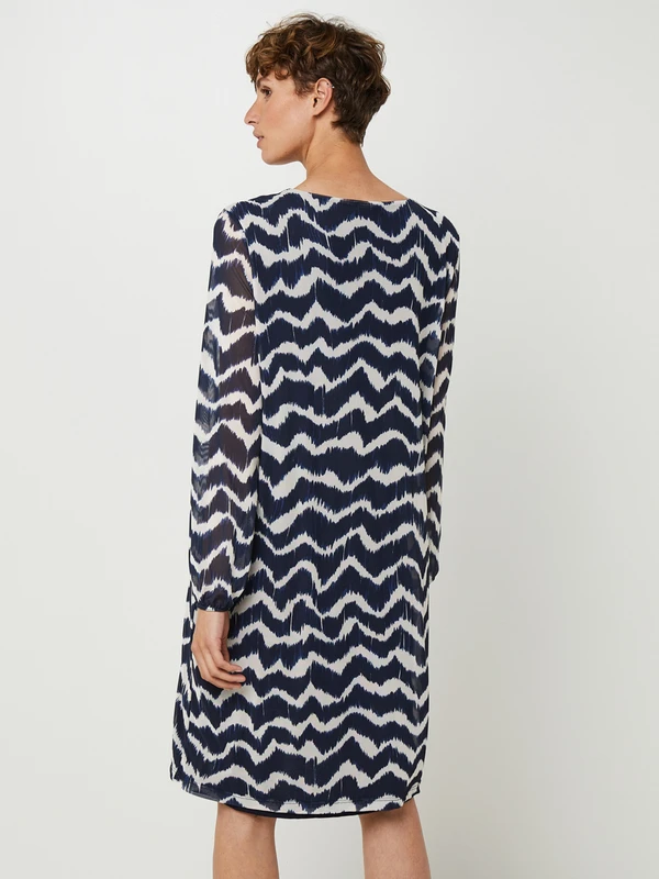 STREET ONE Robe Housse Manches Longues En Voile Imprimé En Polyester Recyclé - Bleu Marine 2 STREET ONE Robe Housse Manches Longues En Voile Imprimé En Polyester Recyclé - Bleu Marine – Image 2