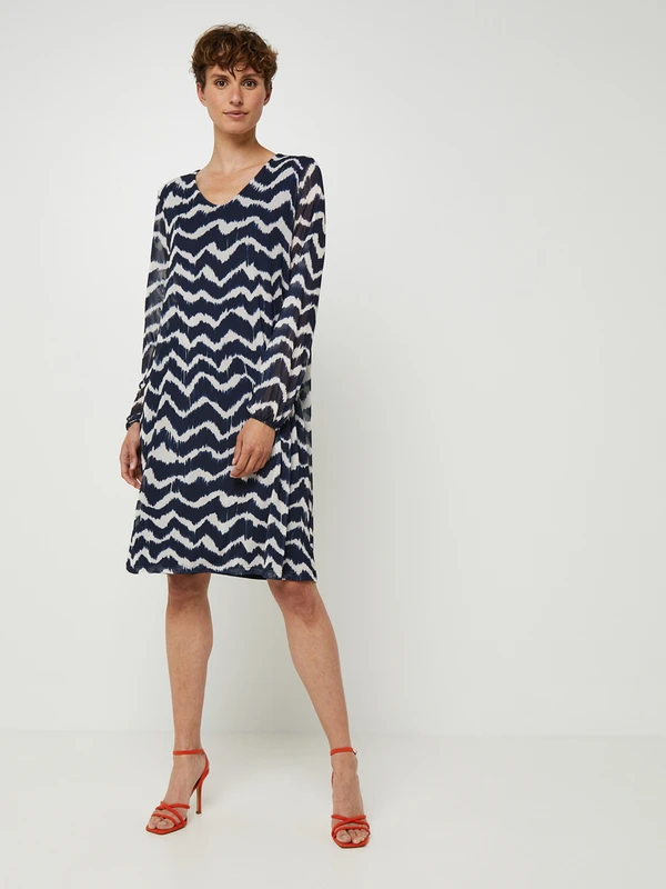 STREET ONE Robe Housse Manches Longues En Voile Imprimé En Polyester Recyclé - Bleu Marine 3 STREET ONE Robe Housse Manches Longues En Voile Imprimé En Polyester Recyclé - Bleu Marine – Image 3