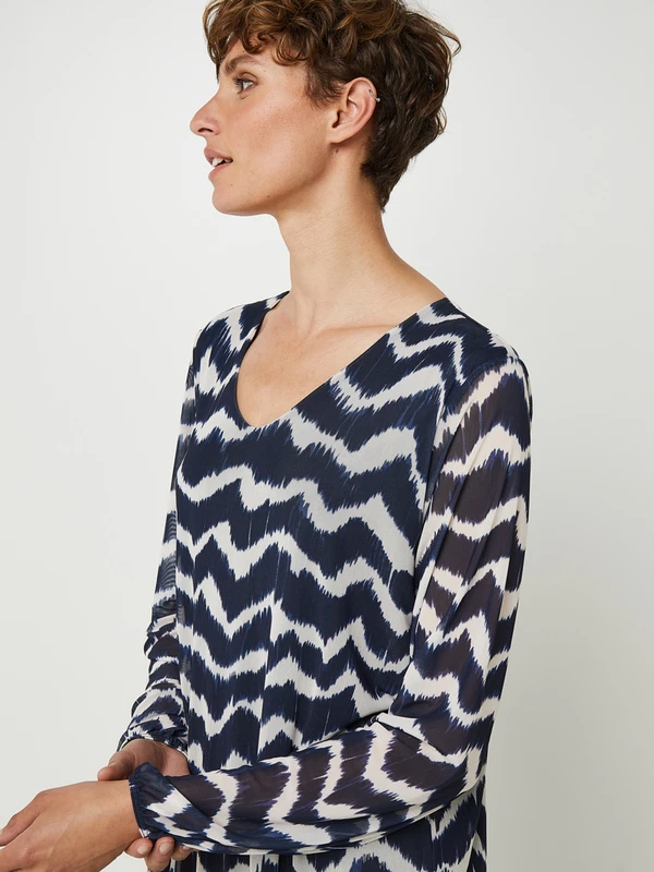 STREET ONE Robe Housse Manches Longues En Voile Imprimé En Polyester Recyclé - Bleu Marine 4 STREET ONE Robe Housse Manches Longues En Voile Imprimé En Polyester Recyclé - Bleu Marine – Image 4