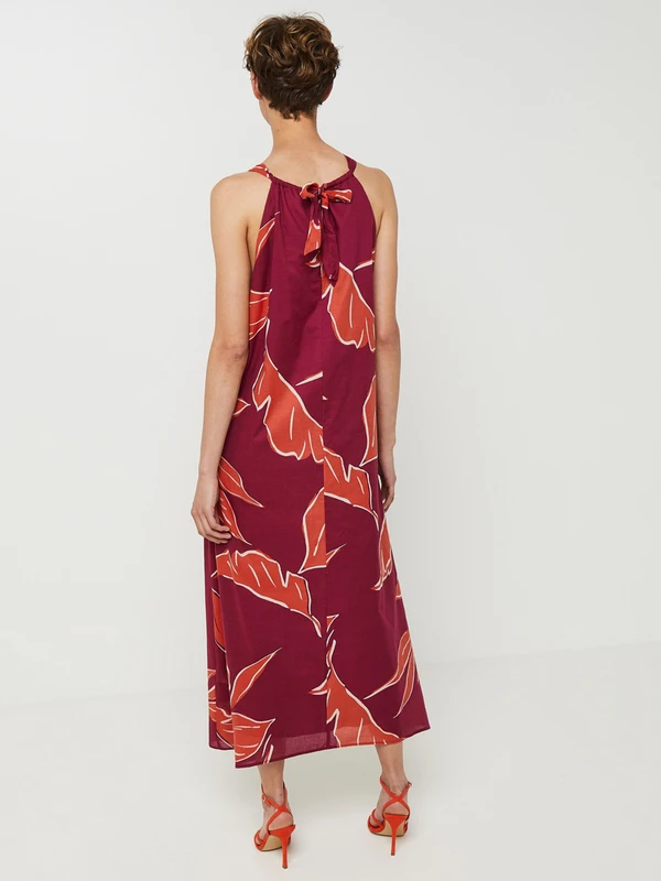 Robe Longue Bain De Soleil Fluide À Imprimé Grandes Feuilles - Violet 2 Robe Longue Bain De Soleil Fluide À Imprimé Grandes Feuilles - Violet – Image 2