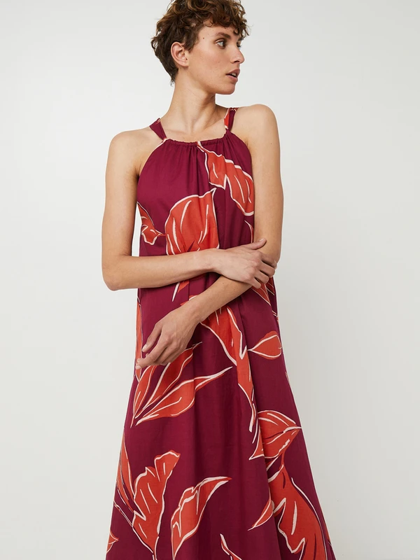 Robe Longue Bain De Soleil Fluide À Imprimé Grandes Feuilles - Violet 3 Robe Longue Bain De Soleil Fluide À Imprimé Grandes Feuilles - Violet – Image 3